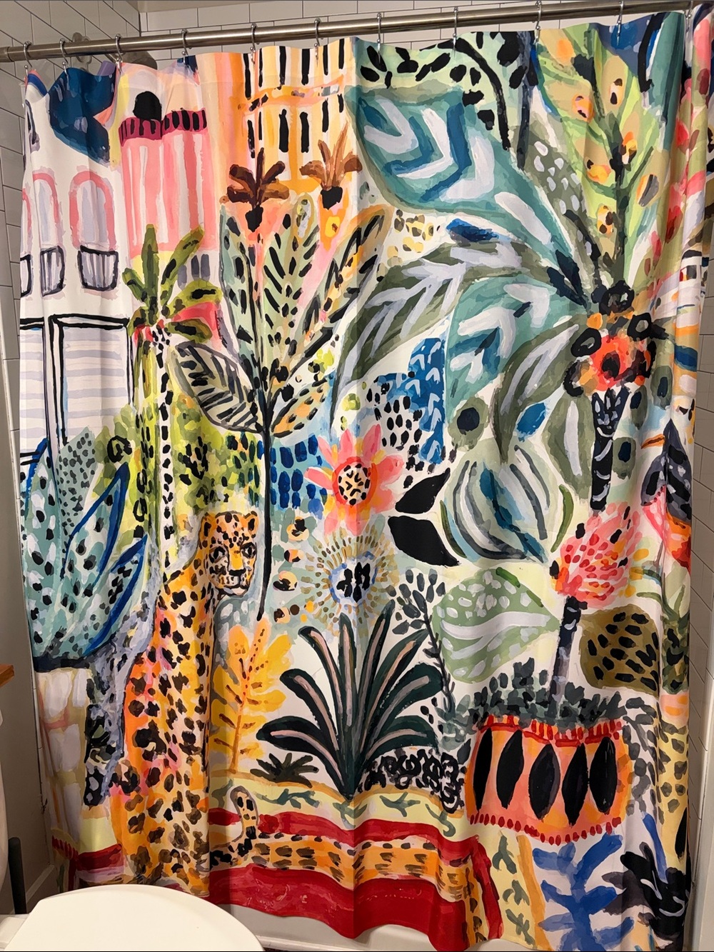 Society 6 Colorful Tropical Jungle Shower Curtain - Multicolor
